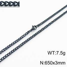 European and American stainless steel trend 650 × 3mm double-sided grinding chain lobster buckle fashion versatile black necklace