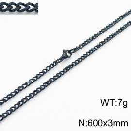 European and American stainless steel trend 600 × 3mm double-sided grinding chain lobster buckle fashion versatile black necklace