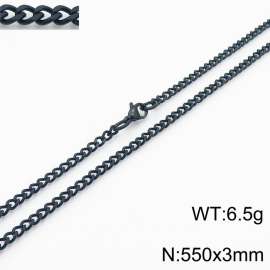 European and American stainless steel trend 550 × 3mm double-sided grinding chain lobster buckle fashion versatile black necklace