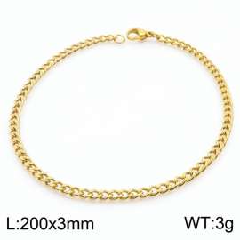 European and American stainless steel trend 200 × 3mm double-sided grinding chain lobster buckle fashion versatile gold bracelet