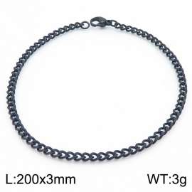 European and American stainless steel trend 200 × 3mm double-sided grinding chain lobster buckle fashion versatile black bracelet