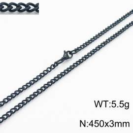 European and American stainless steel trend 450 × 3mm double-sided grinding chain lobster buckle fashion versatile black necklace