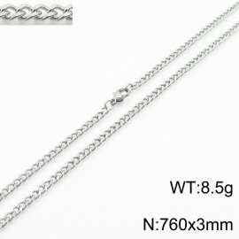 European and American stainless steel trend 760 × 3mm double-sided grinding chain lobster buckle fashion versatile silver necklace