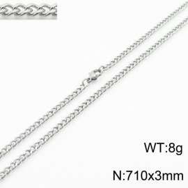 European and American stainless steel trend 710 × 3mm double-sided grinding chain lobster buckle fashion versatile silver necklace