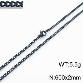 European and American stainless steel trend 600 × 2mm double-sided grinding chain lobster buckle fashion versatile black necklace