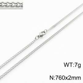 European and American stainless steel trend 760 × 2mm double-sided grinding chain lobster buckle fashion versatile silver necklace