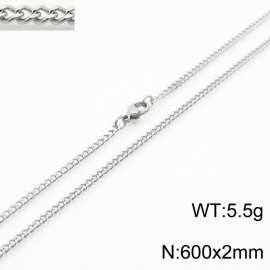 European and American stainless steel trend 600 × 2mm double-sided grinding chain lobster buckle fashion versatile silver necklace
