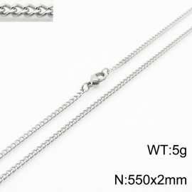 European and American stainless steel trend 550 × 2mm double-sided grinding chain lobster buckle fashion versatile silver necklace