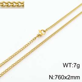 European and American stainless steel trend 760 × 2mm double-sided grinding chain lobster buckle fashion versatile gold necklace