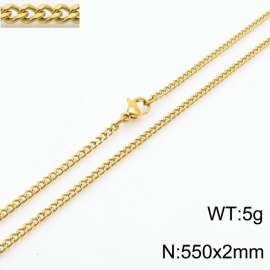 European and American stainless steel trend 550 × 2mm double-sided grinding chain lobster buckle fashion versatile gold necklace