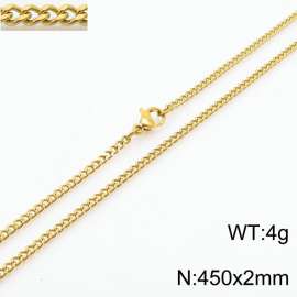 European and American stainless steel trend 450 × 2mm double-sided grinding chain lobster buckle fashion versatile gold necklace