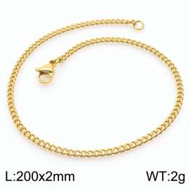 European and American stainless steel trend 200 × 2mm double-sided grinding chain lobster buckle fashion versatile silver bracelet