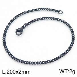 European and American stainless steel trend 200 × 2mm double-sided grinding chain lobster buckle fashion versatile black bracelet