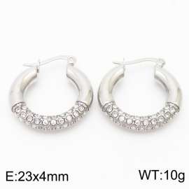 Stainless Steel Zirconia Round Hollow Earrings for Women Wedding Party Jewelery Gift