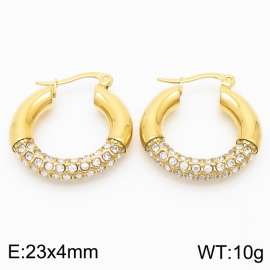 Stainless Steel Zirconia Round Hollow Earrings for Women Wedding Party Jewelery Gift