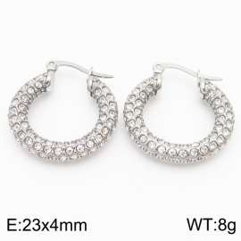 Stainless Steel Zirconia Round Hollow Earrings for Women Wedding Party Jewelery Gift