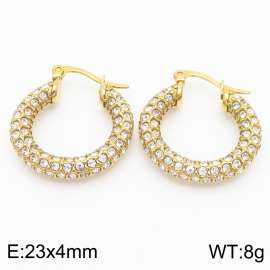 Stainless Steel Zirconia Round Hollow Earrings for Women Wedding Party Jewelery Gift