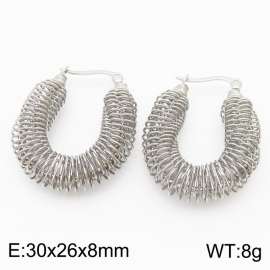 Special Design Irregular Twisted Hollow Earrings For Women Minimalist Polished Stainless Steel Wire Mesh Jewelry