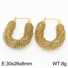 Special Design Irregular Twisted Hollow Earrings For Women Minimalist Polished Stainless Steel Wire Mesh Jewelry