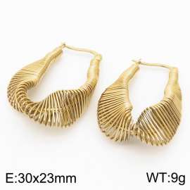 Special Design Irregular Twisted Hollow Earrings For Women Minimalist Polished Stainless Steel Wave Jewelry