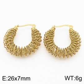 Special Design Irregular Twisted Hollow Earrings For Women Minimalist Polished Stainless Steel Wire Mesh Jewelry