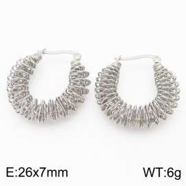 Special Design Irregular Twisted Hollow Earrings For Women Minimalist Polished Stainless Steel Wire Mesh Jewelry