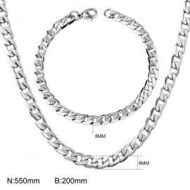 stainless steel jewelry sets  for women men cut pattern figaro chain bracelet necklace