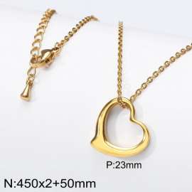 Stainless steel heart-shaped pendant necklace