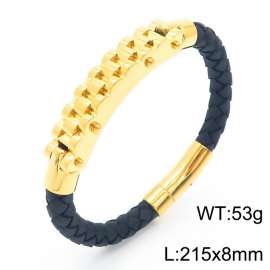 Personalized Stainless Steel Braided Rope Charm magnetic button leather Bracelets