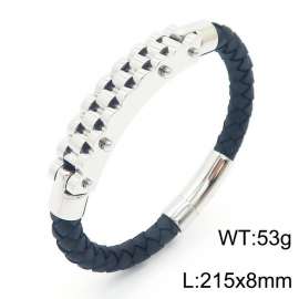 Personalized Stainless Steel Braided Rope Charm magnetic button leather Bracelets