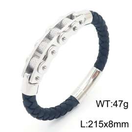 Personalized Stainless Steel Braided Rope Charm magnetic button leather Bracelets