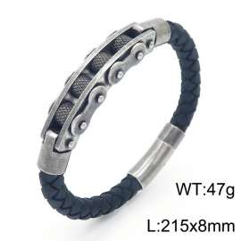 Personalized Stainless Steel Braided Rope Charm magnetic button leather Bracelets