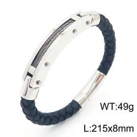 Personalized Stainless Steel Braided Rope Charm magnetic button leather Bracelets