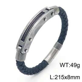 Personalized Stainless Steel Braided Rope Charm magnetic button leather Bracelets