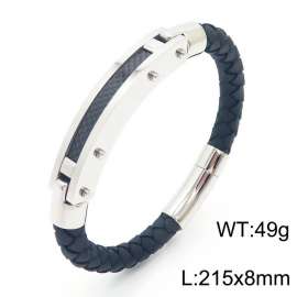 Personalized Stainless Steel Braided Rope Charm magnetic button leather Bracelets
