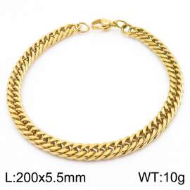 European and American fashion stainless steel 200x5.5mm Cuban chain jewelry temperament gold bracelet