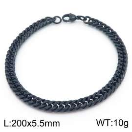 European and American fashion stainless steel 200x5.5mm Cuban chain jewelry temperament black bracelet