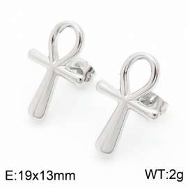 Creative Versatile Stainless Steel Egyptian Cross Women's Earrings