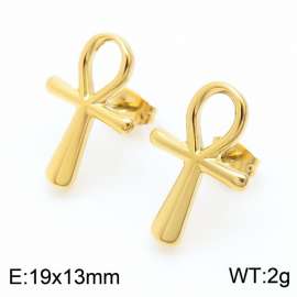 Creative Versatile Stainless Steel Egyptian Cross Women's Earrings