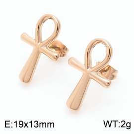 Creative Versatile Stainless Steel Egyptian Cross Women's Earrings