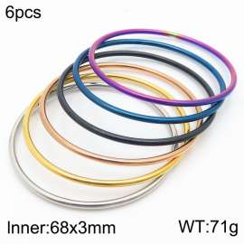 68 × 3mm minimalist and versatile stainless steel flat ring women's bracelet in 6 colors