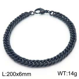 European and American fashion stainless steel 200x6mm Cuban chain jewelry temperament black bracelet