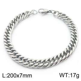 European and American fashion stainless steel 200x7mm Cuban chain jewelry temperament silver bracelet