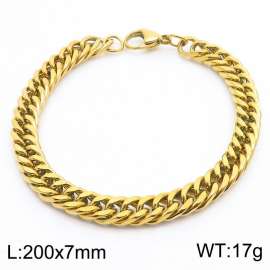 European and American fashion stainless steel 200x7mm Cuban chain jewelry temperament gold bracelet