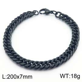 European and American fashion stainless steel 200x7mm Cuban chain jewelry temperament black bracelet