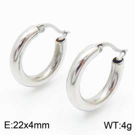 Women Casual Circle Polished Stainless Steel Earrings