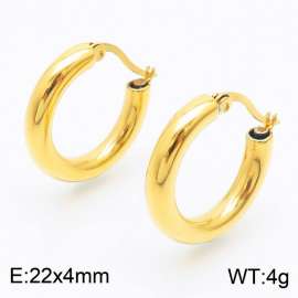 Women Casual Circle Polished Gold-Plated Stainless Steel Earrings