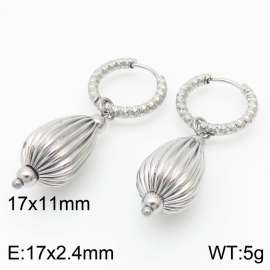 Stainless steel irregular circle combined water drop lantern trendy silver earring