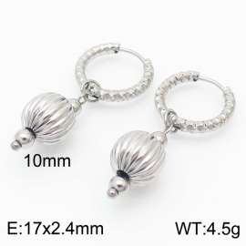 Stainless steel irregular circle combined small ball lantern trendy silver earring