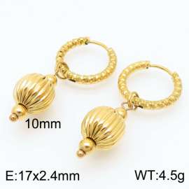 Stainless steel irregular circle combined small ball lantern trendy gold earring